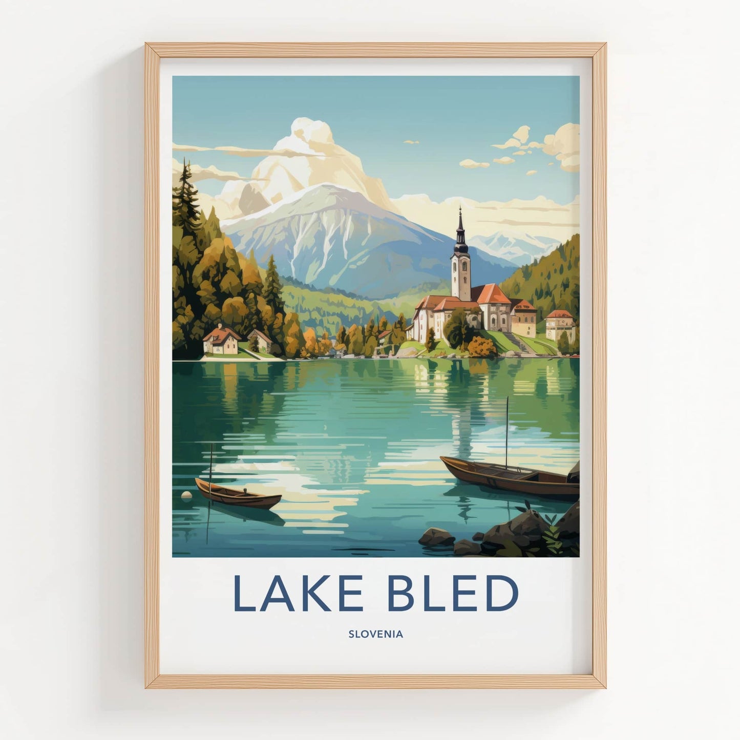 Lake Bled Poster - Slovenia Travel Art - Scenic Church Island Wall Decor