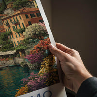 Lake Como Poster - Italy Travel Art - Colorful Lakeside Town Home Decor