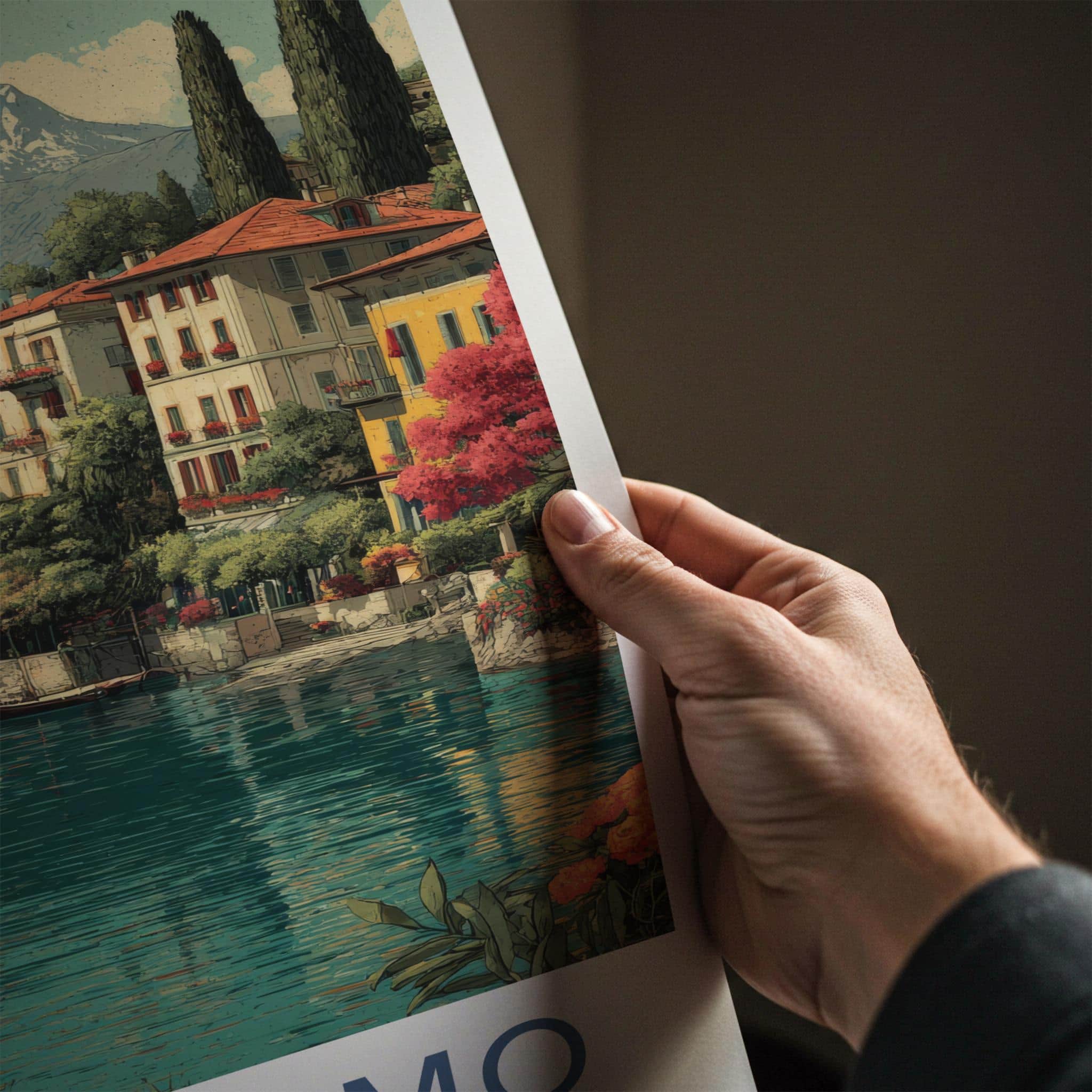 Lake Como Poster - Italy Wall Art - Lakeside Villas Mountains Home Decor