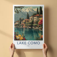 Lake Como Poster - Italy Wall Art - Lakeside Villas Mountains Home Decor