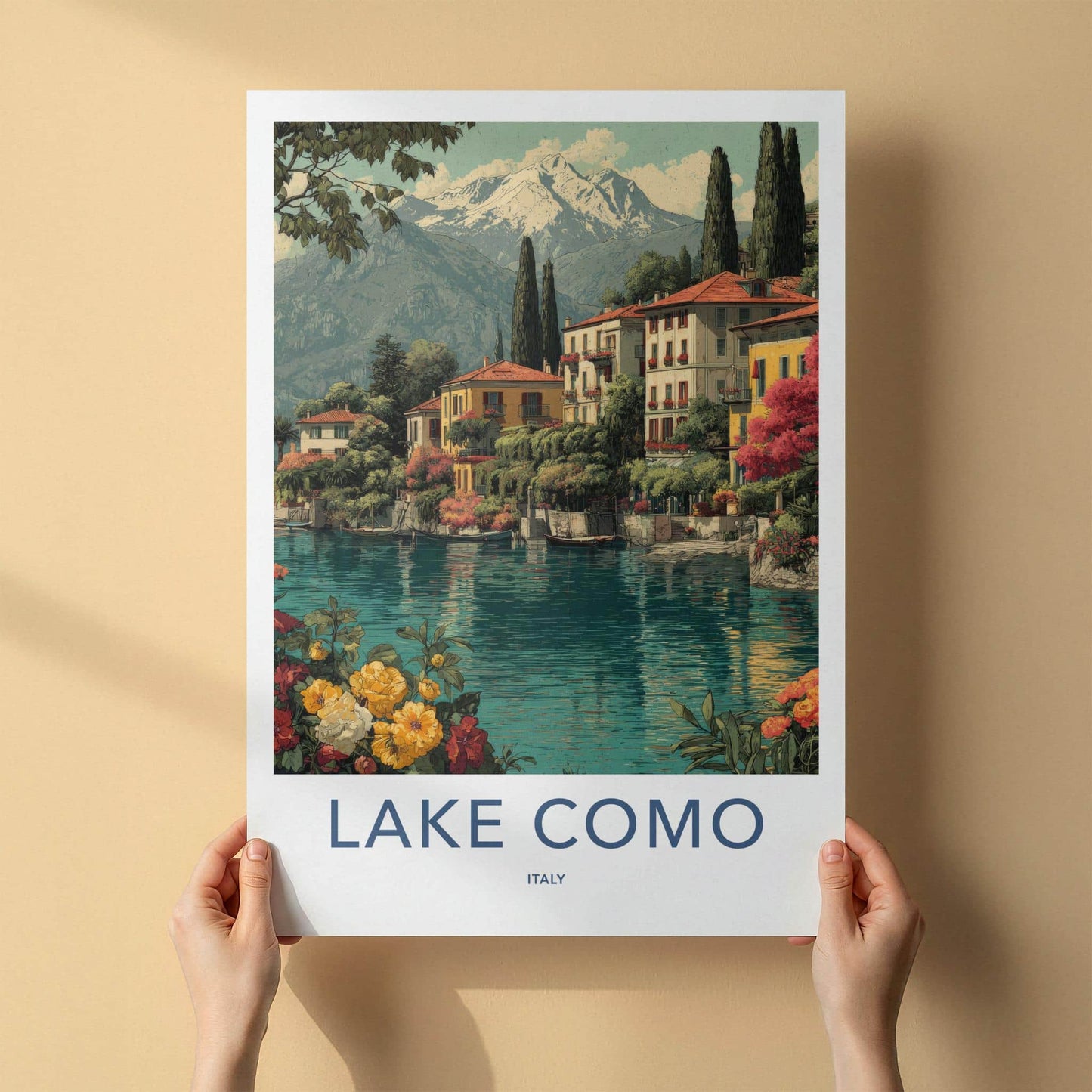 Lake Como Poster - Italy Wall Art - Lakeside Villas Mountains Home Decor
