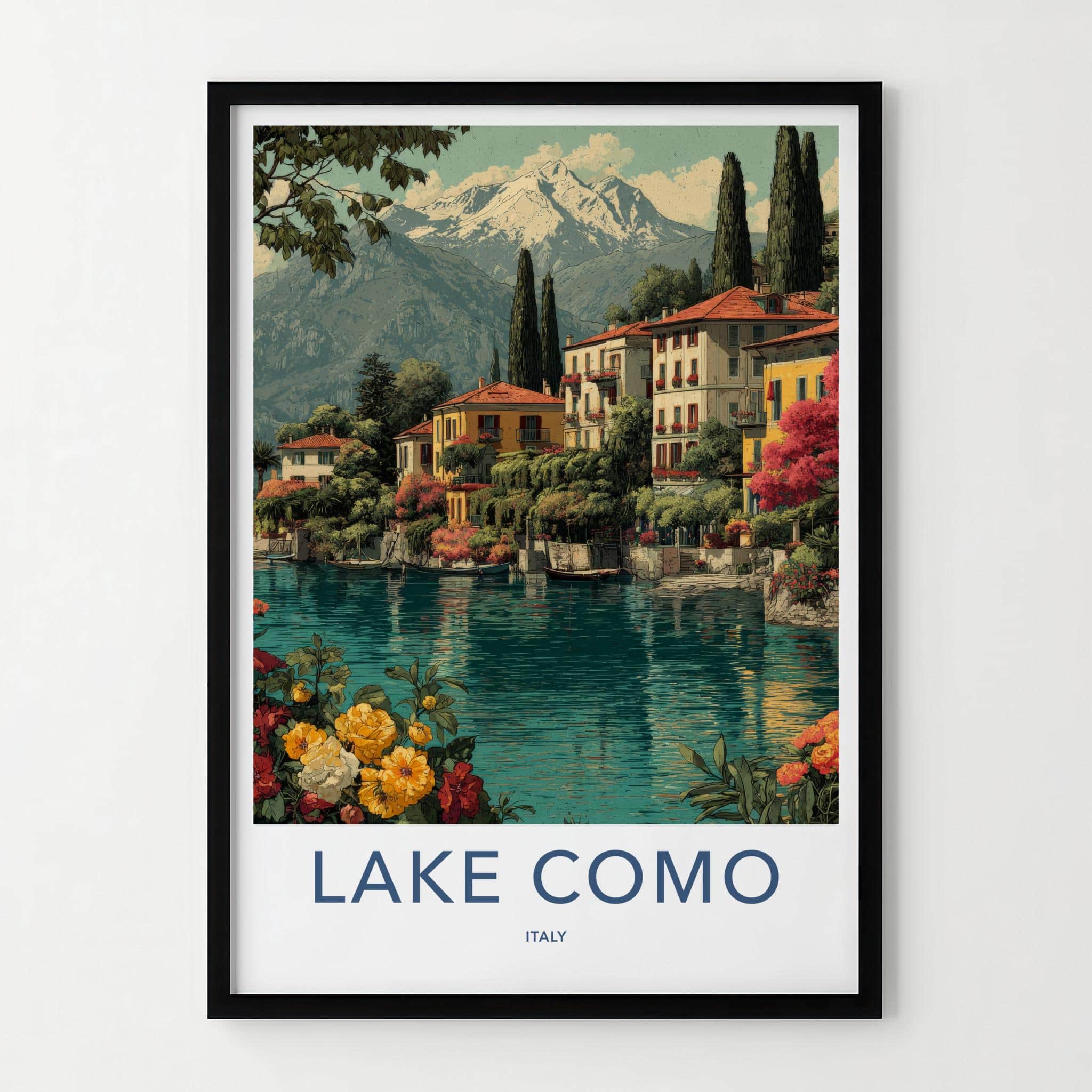 Lake Como Poster - Italy Wall Art - Lakeside Villas Mountains Home Decor