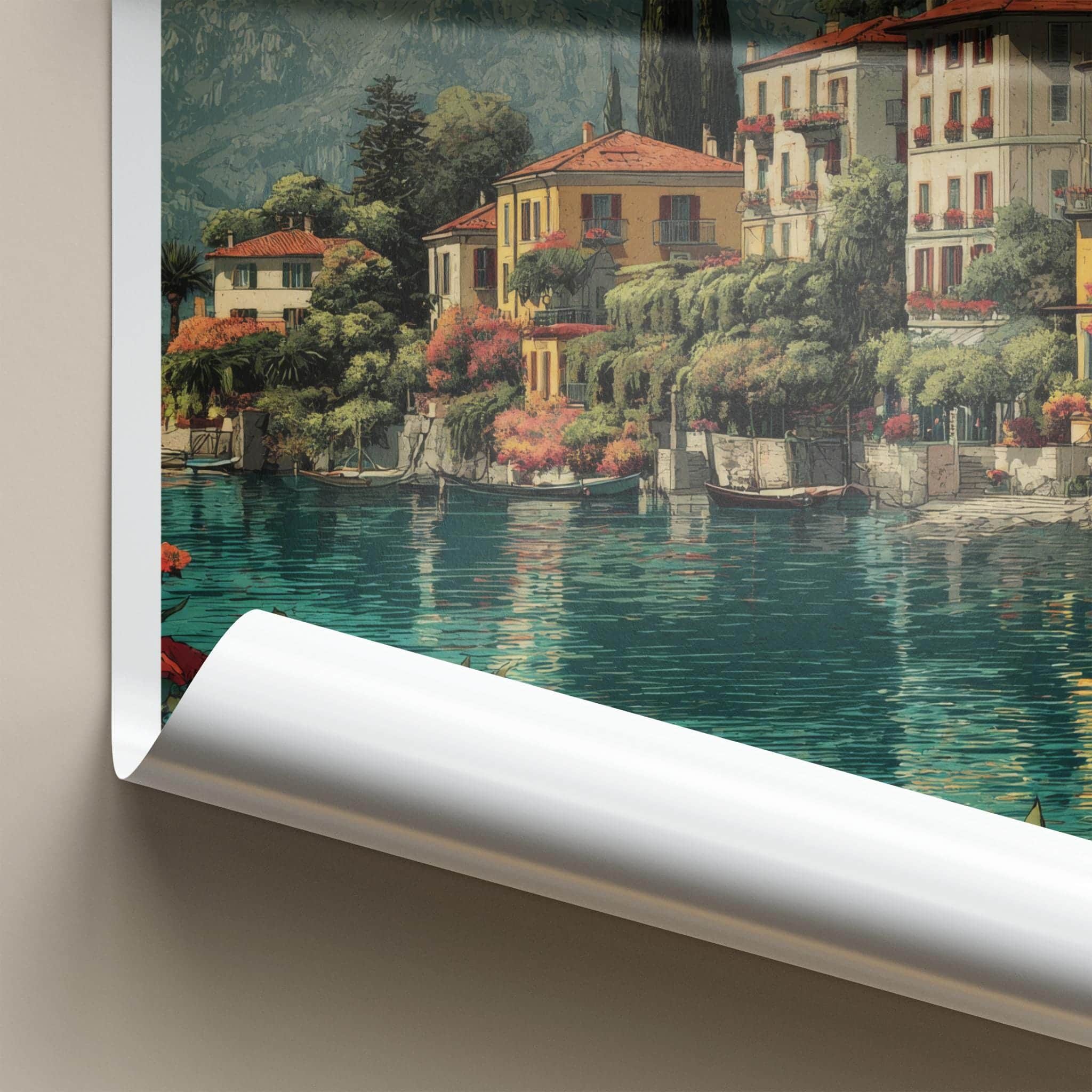 Lake Como Poster - Italy Wall Art - Lakeside Villas Mountains Home Decor