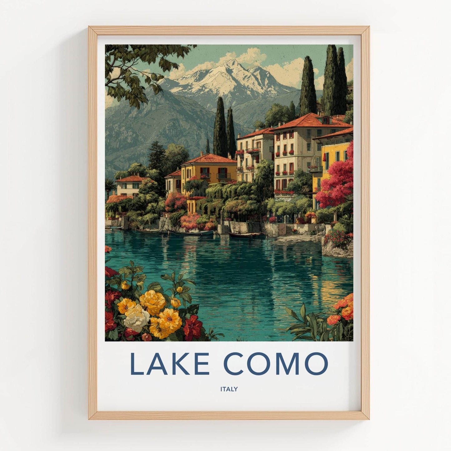 Lake Como Poster - Italy Wall Art - Lakeside Villas Mountains Home Decor