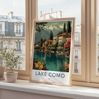 Lake Como Poster - Italy Wall Art - Lakeside Villas Mountains Home Decor