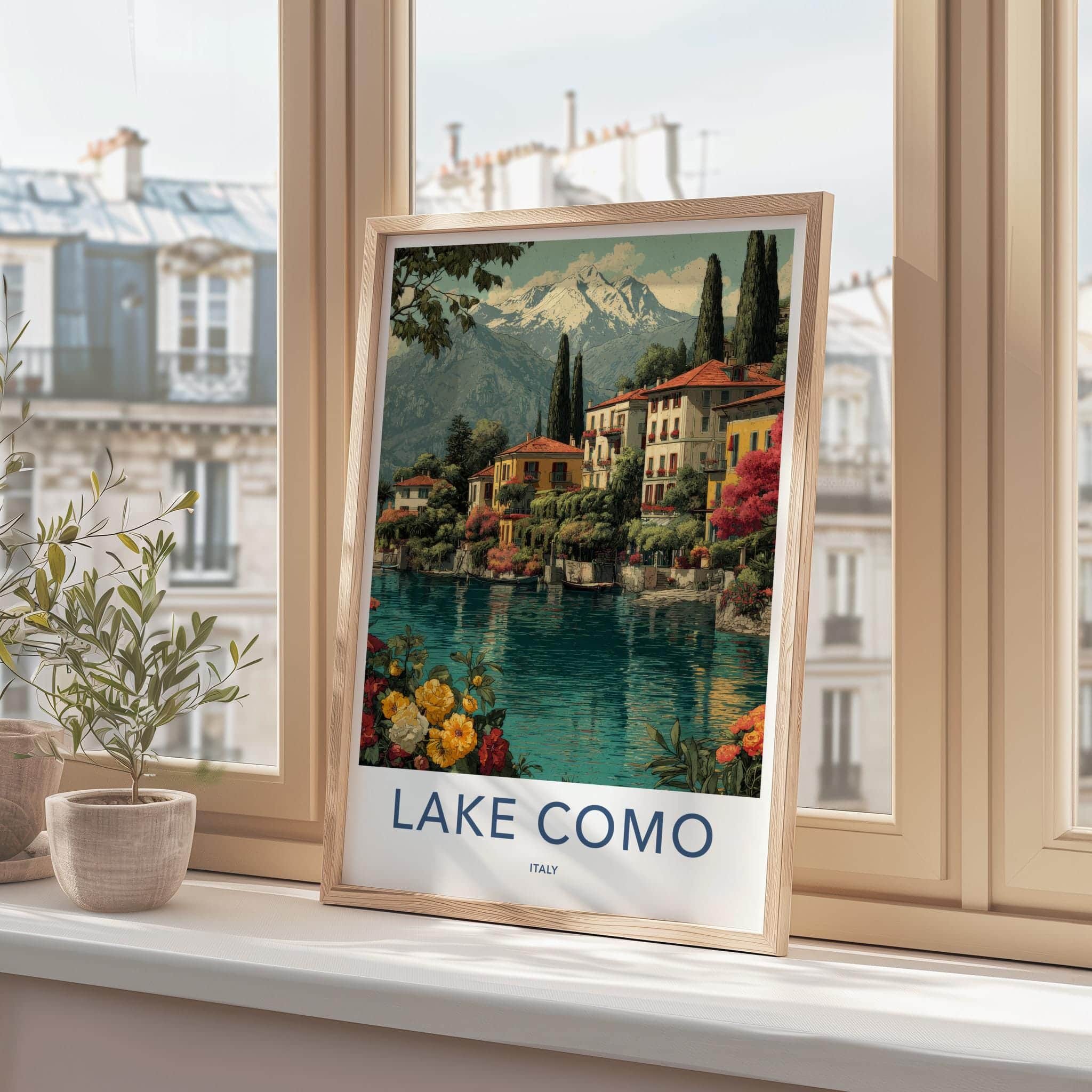 Lake Como Poster - Italy Wall Art - Lakeside Villas Mountains Home Decor
