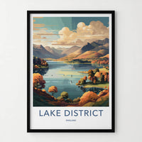 Lake District Poster - England Travel Art - Vibrant Autumn Landscape Home Decor