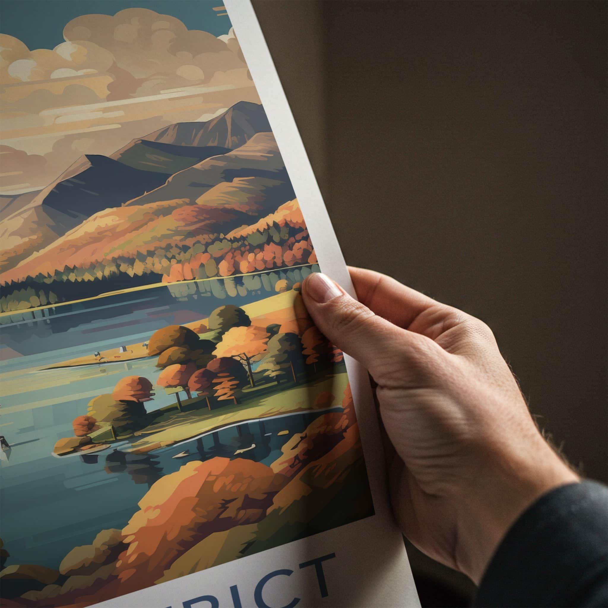 Lake District Poster - England Travel Art - Vibrant Autumn Landscape Home Decor