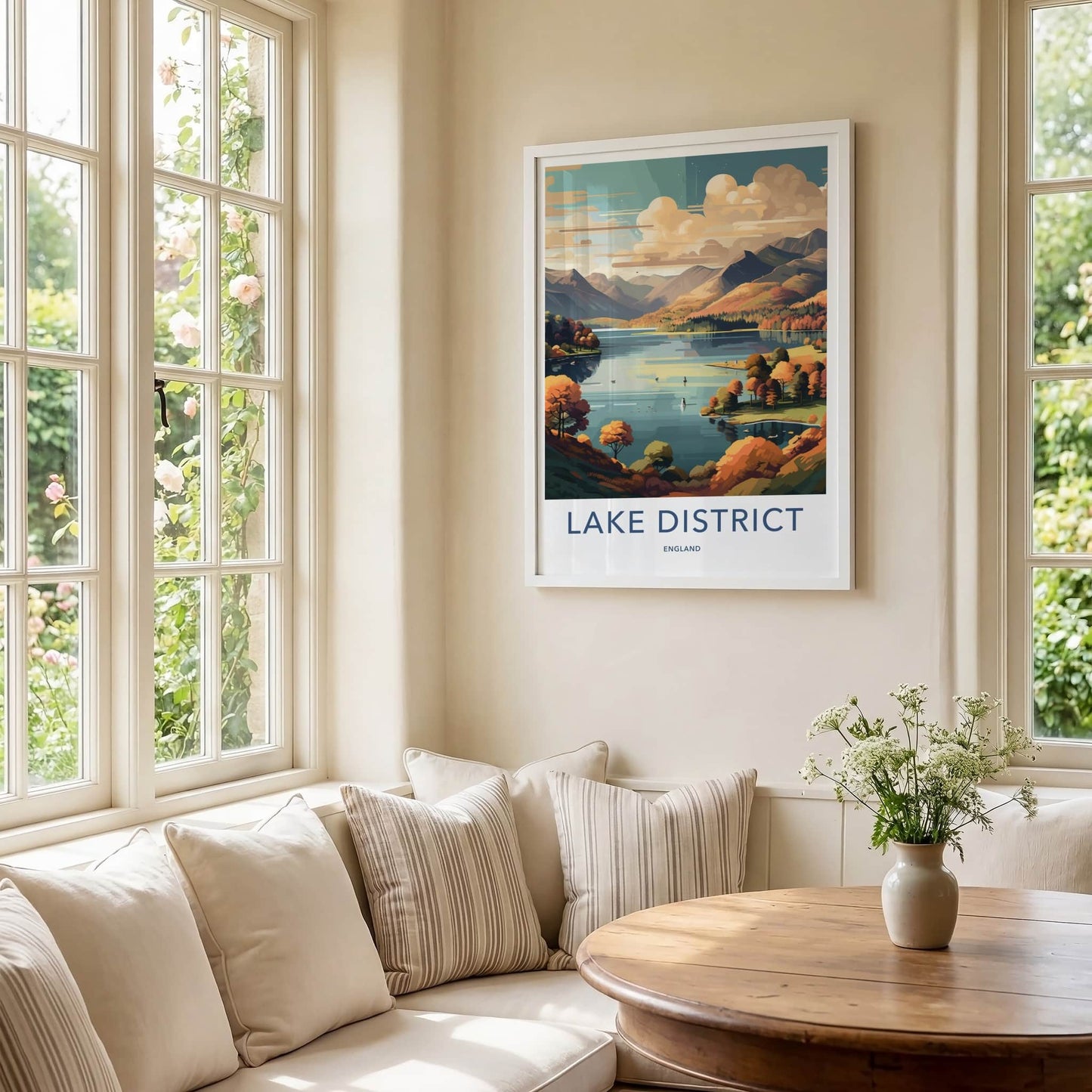 Lake District Poster - England Travel Art - Vibrant Autumn Landscape Home Decor