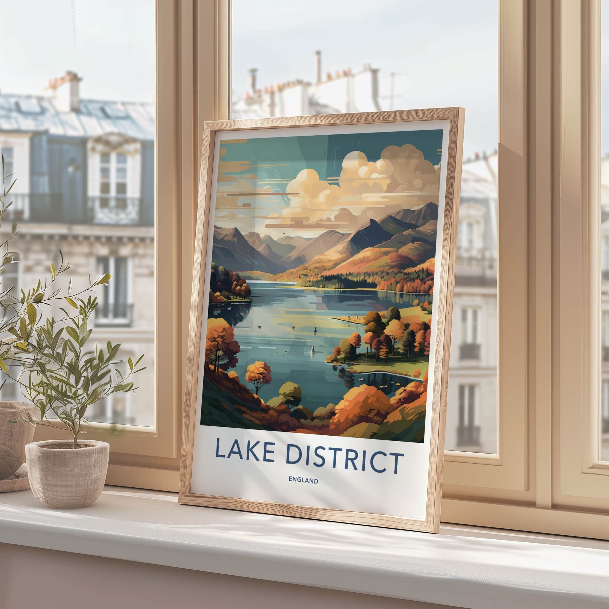 Lake District Poster - England Travel Art - Vibrant Autumn Landscape Home Decor