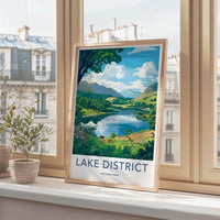 Lake District Poster - United Kingdom Wall Art - Serene Mountain Lake Gift