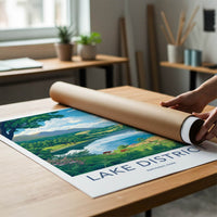 Lake District Poster - United Kingdom Wall Art - Serene Mountain Lake Gift