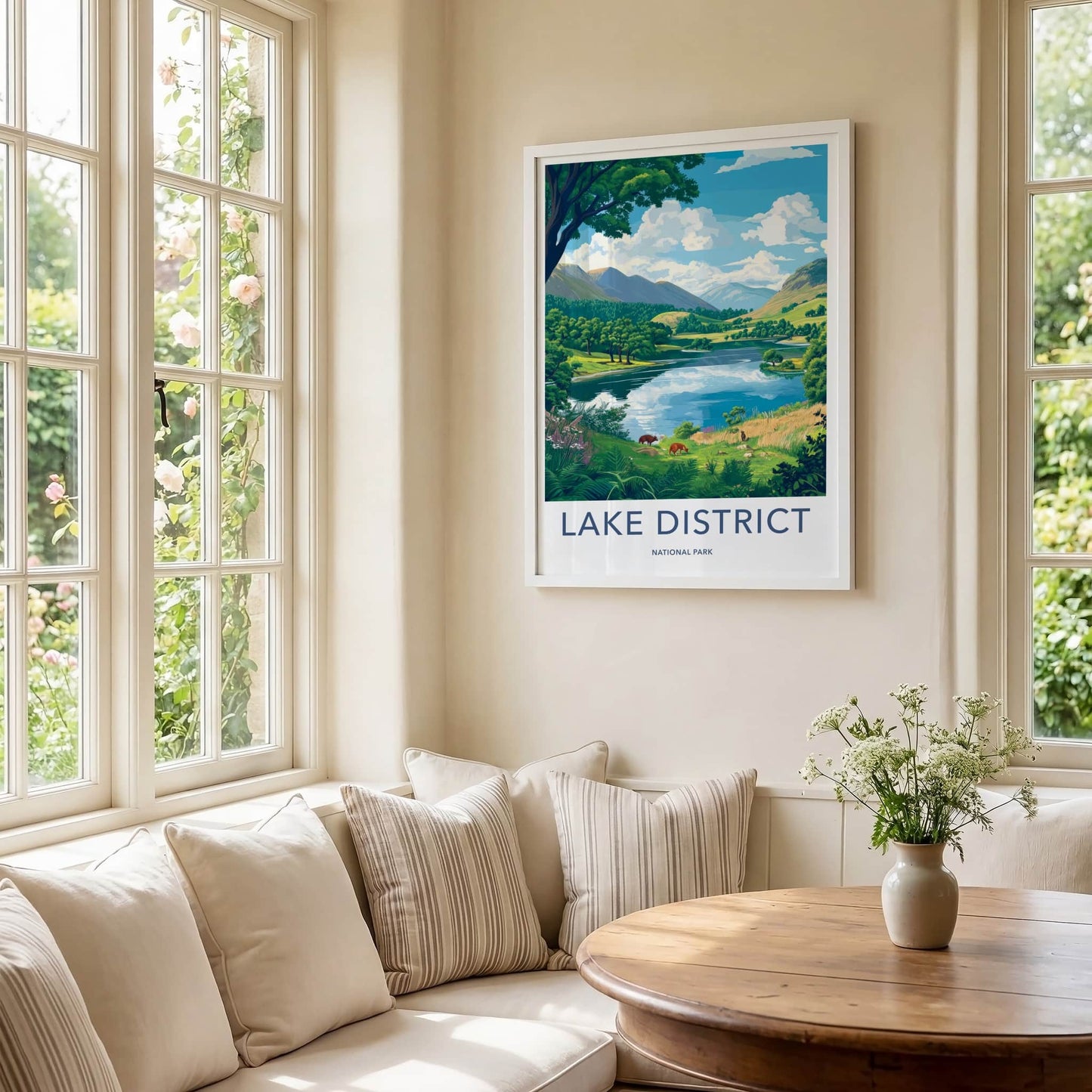 Lake District Poster - United Kingdom Wall Art - Serene Mountain Lake Gift