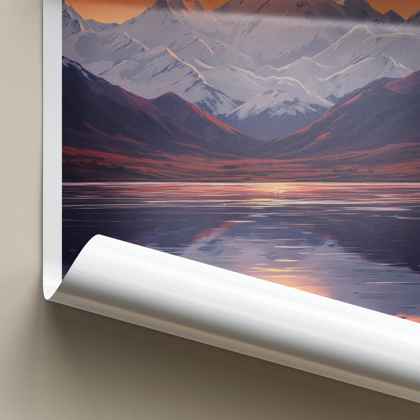 Lake Manasarovar Poster - Tibet Travel Art - Golden Sunset Reflection Home Decor