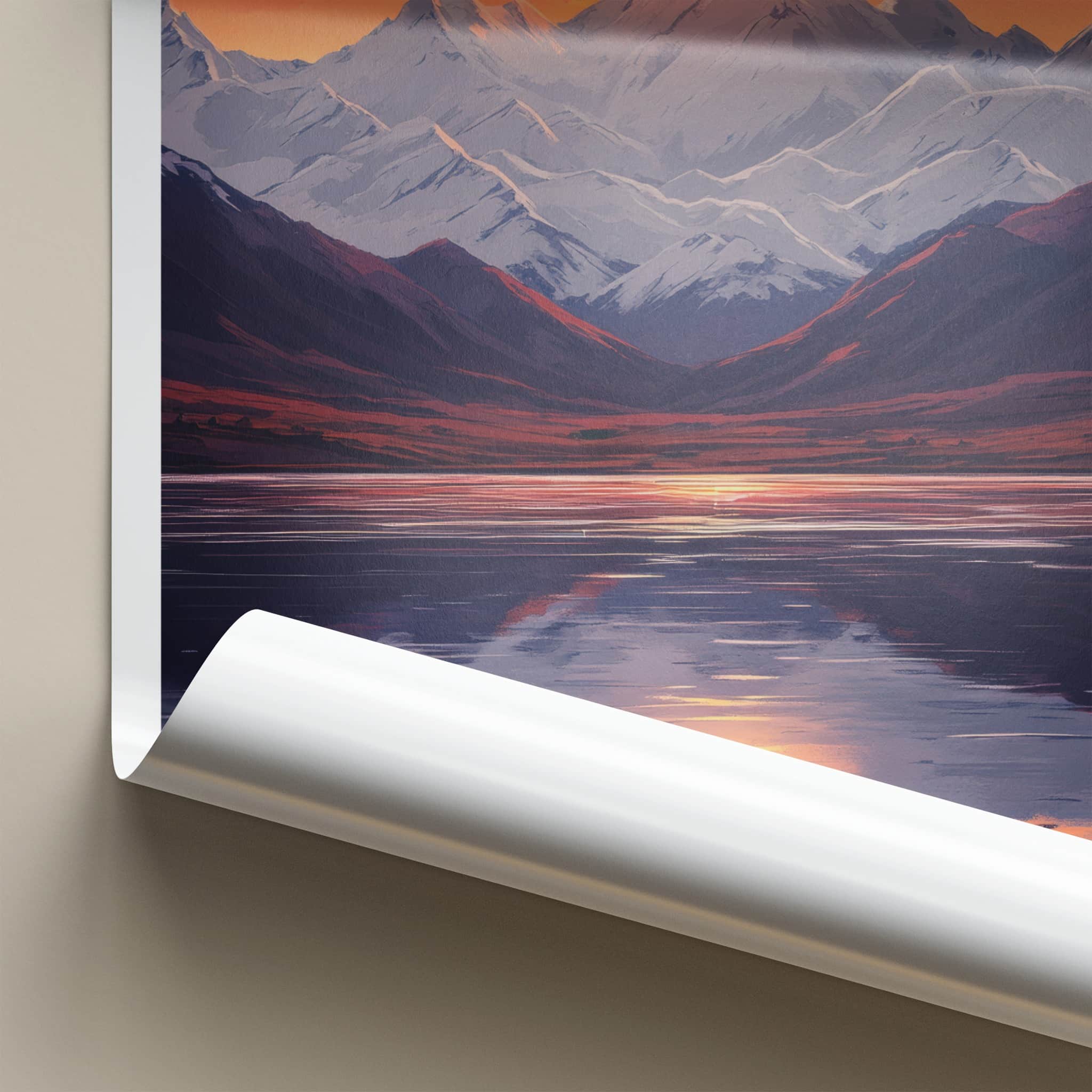 Lake Manasarovar Poster - Tibet Travel Art - Golden Sunset Reflection Home Decor