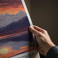 Lake Manasarovar Poster - Tibet Travel Art - Golden Sunset Reflection Home Decor