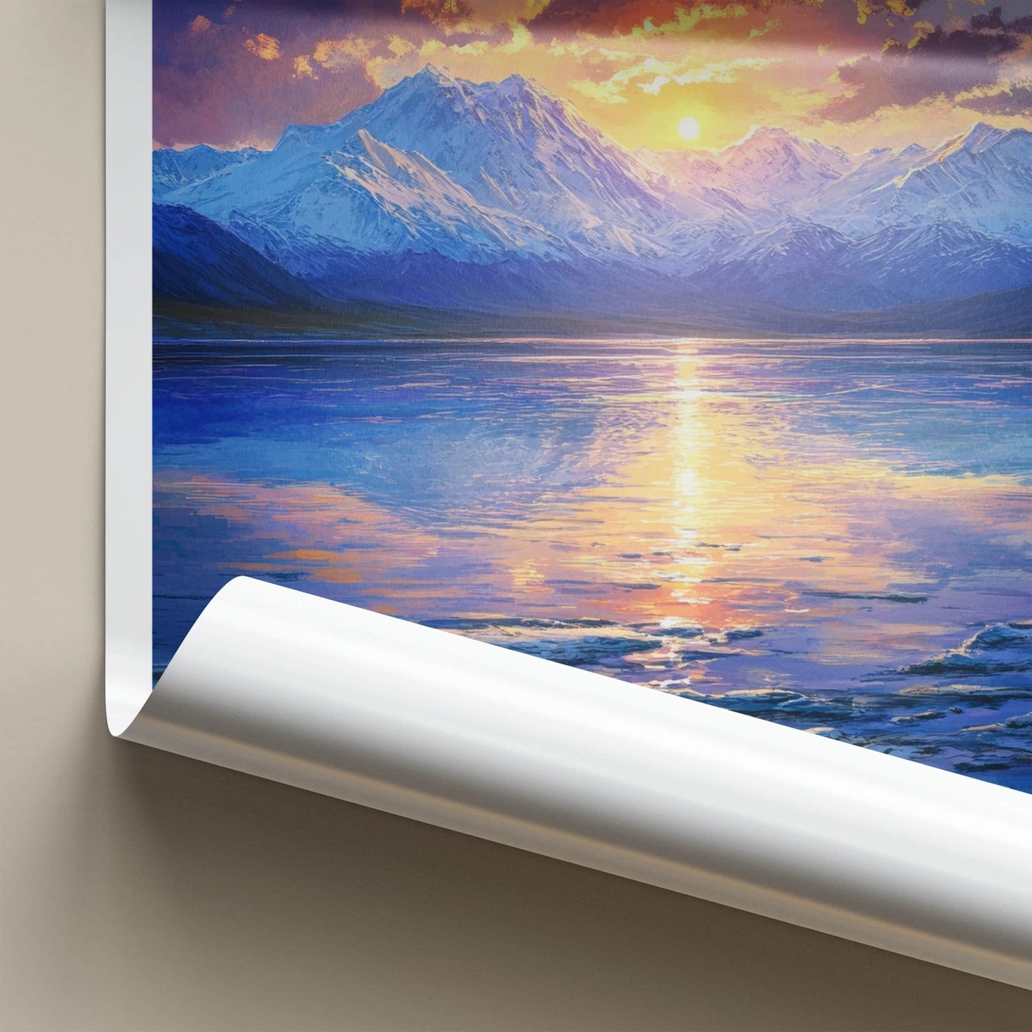 Lake Manasarovar Poster - Tibet Travel Art - Mountain Lake Sunset Home Decor