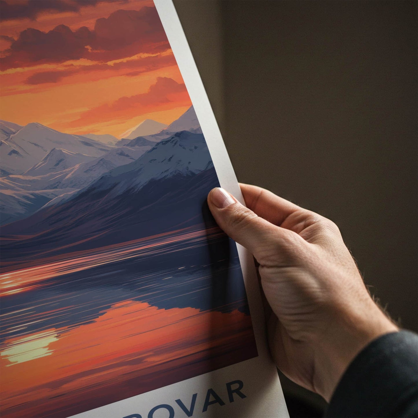 Lake Manasarovar Poster - Tibet Travel Art - Orange Sky Reflection Home Decor