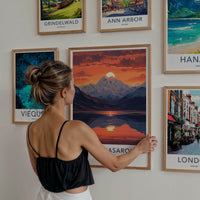 Lake Manasarovar Poster - Tibet Travel Art - Orange Sky Reflection Home Decor