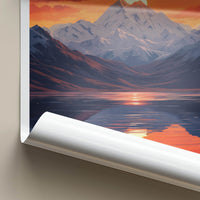 Lake Manasarovar Poster - Tibet Travel Art - Orange Sky Reflection Home Decor