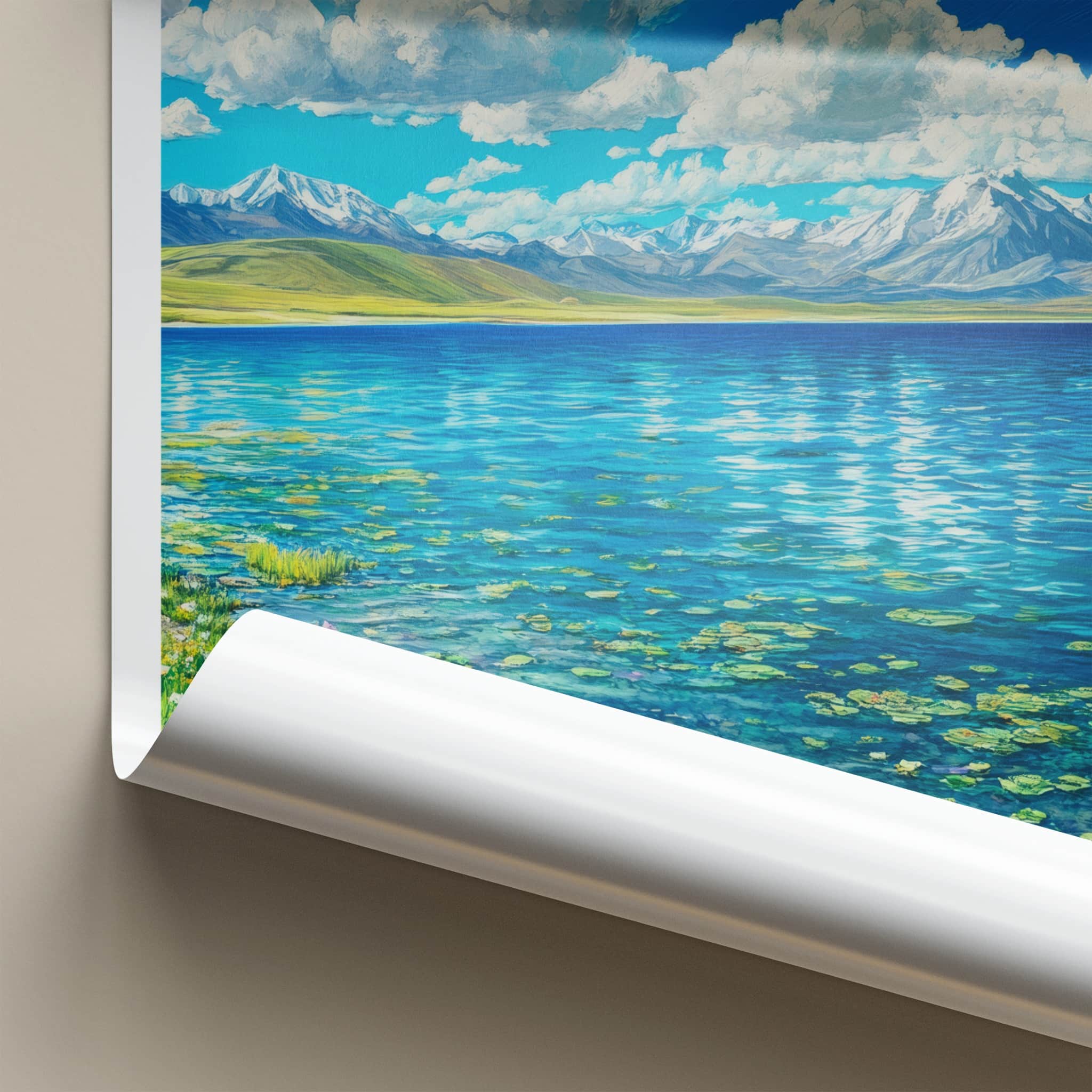 Lake Manasarovar Poster - Tibet Travel Art - Snowy Peaks Lake Home Decor
