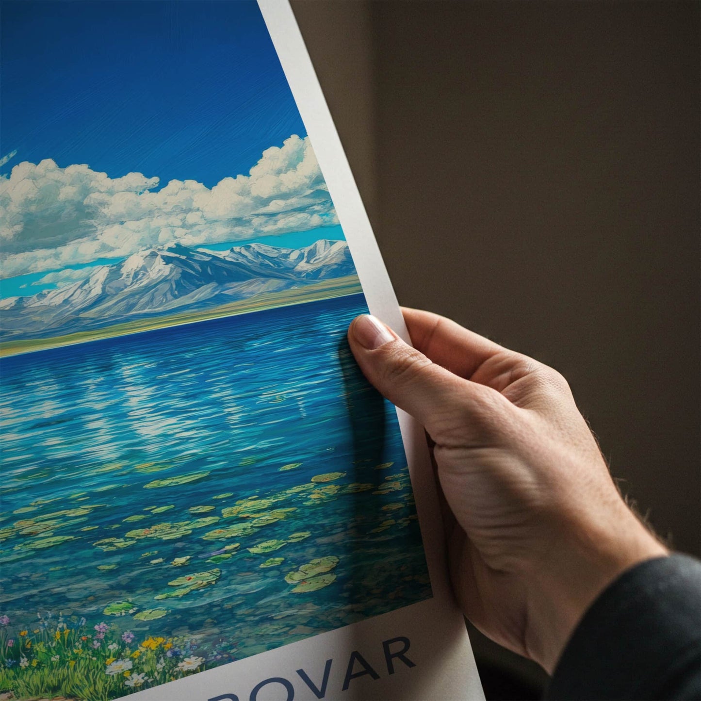 Lake Manasarovar Poster - Tibet Travel Art - Snowy Peaks Lake Home Decor