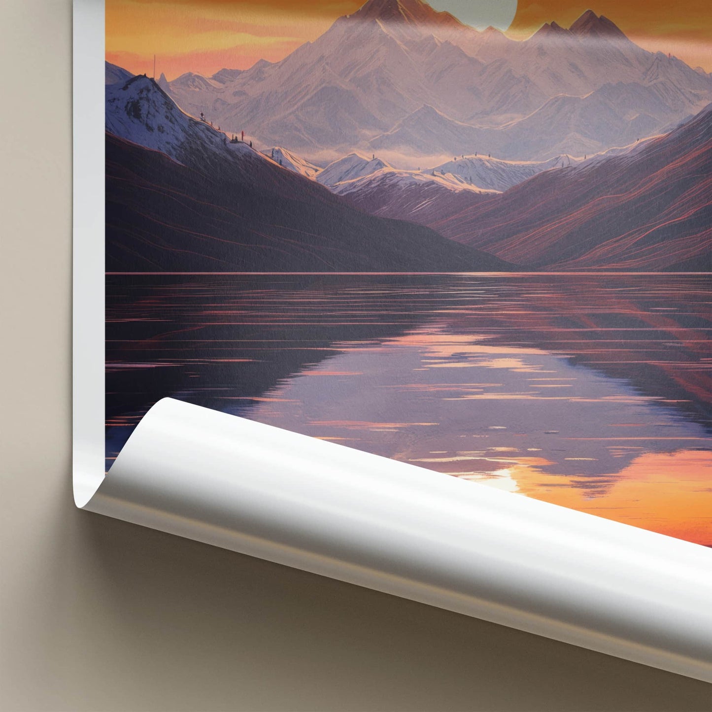 Lake Manasarovar Poster - Tibet Travel Art - Sunset Mountains Lake Home Decor