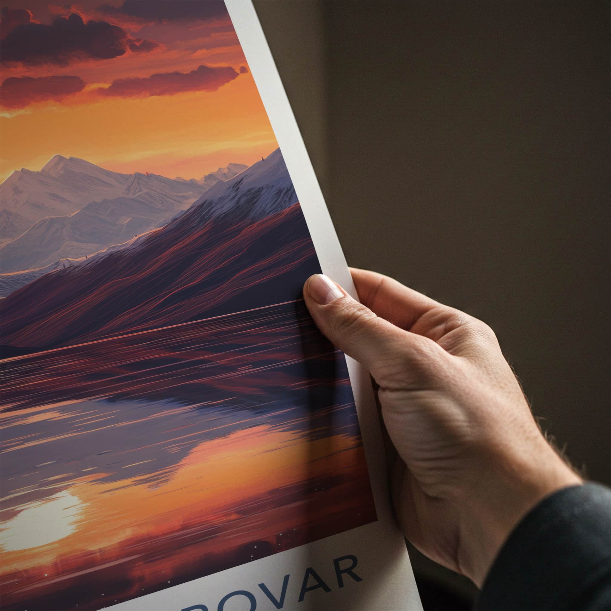 Lake Manasarovar Poster - Tibet Travel Art - Sunset Mountains Lake Home Decor