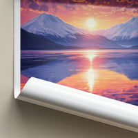 Lake Manasarovar Poster - Tibet Travel Art - Vibrant Sunset Reflections Home Decor