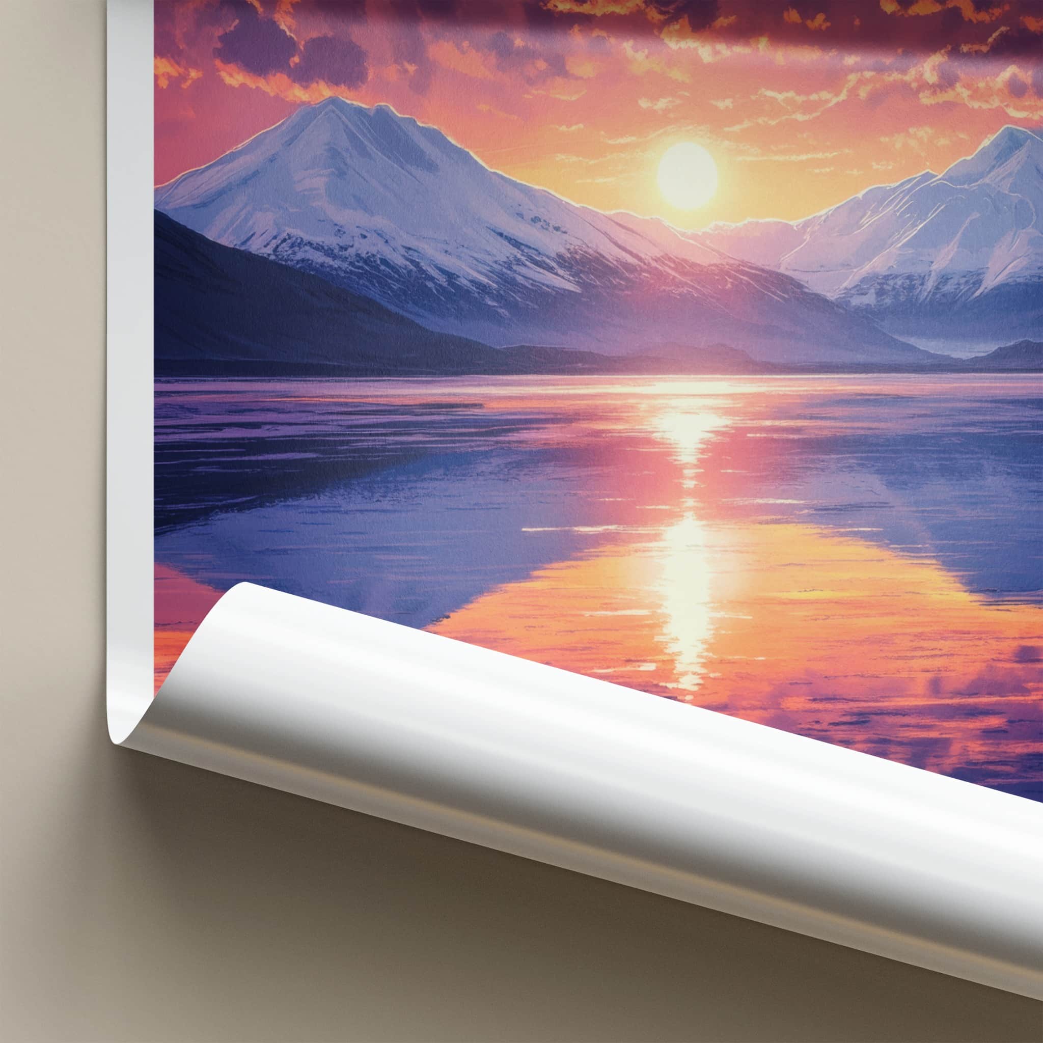 Lake Manasarovar Poster - Tibet Travel Art - Vibrant Sunset Reflections Home Decor