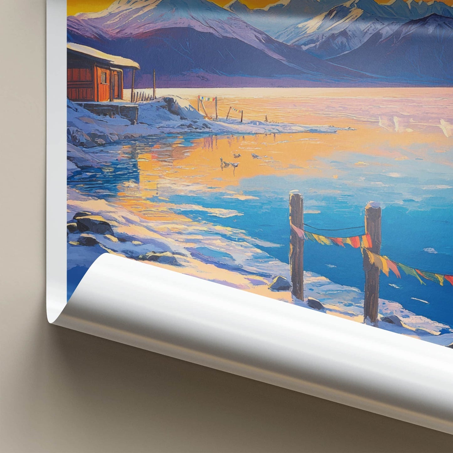Lake Manasarovar Poster - Tibet Travel Art - Winter Mountain Lake Home Decor