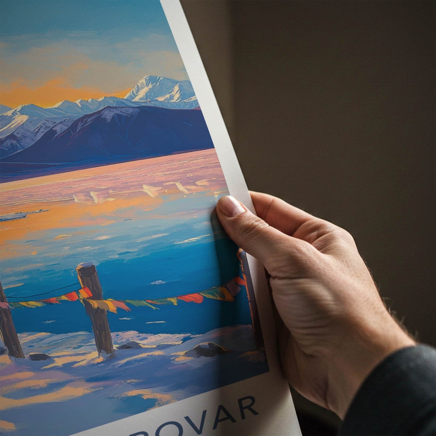 Lake Manasarovar Poster - Tibet Travel Art - Winter Mountain Lake Home Decor
