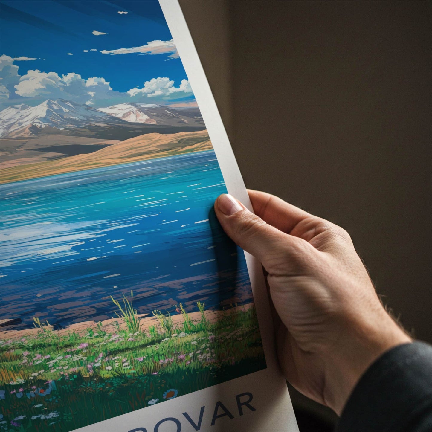Lake Manasarovar Poster - Tibet Wall Art - Vibrant Lake Mountains Home Decor