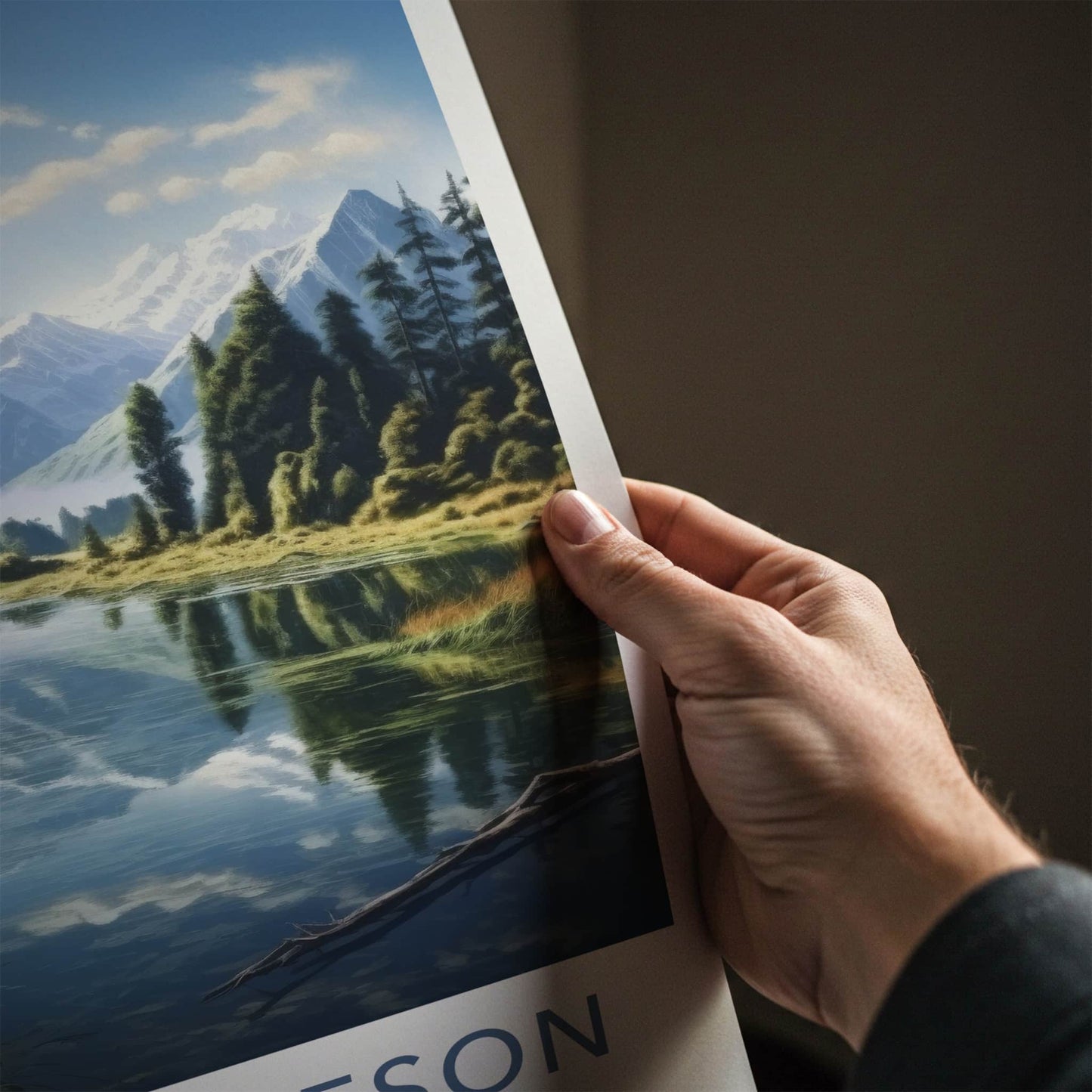 Lake Matheson Poster - New Zealand Travel Art - Reflecting Mountain Lake Wall Decor