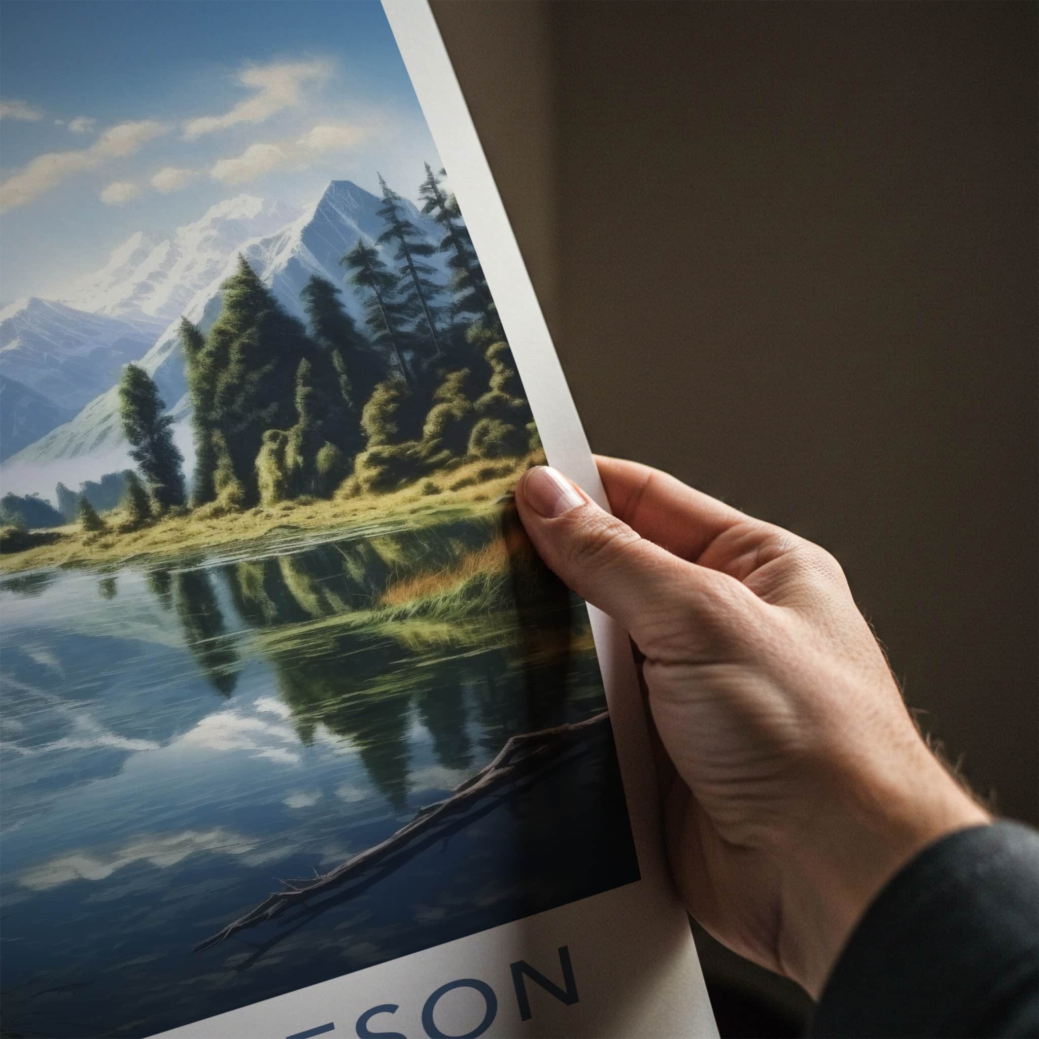 Lake Matheson Poster - New Zealand Travel Art - Reflecting Mountain Lake Wall Decor