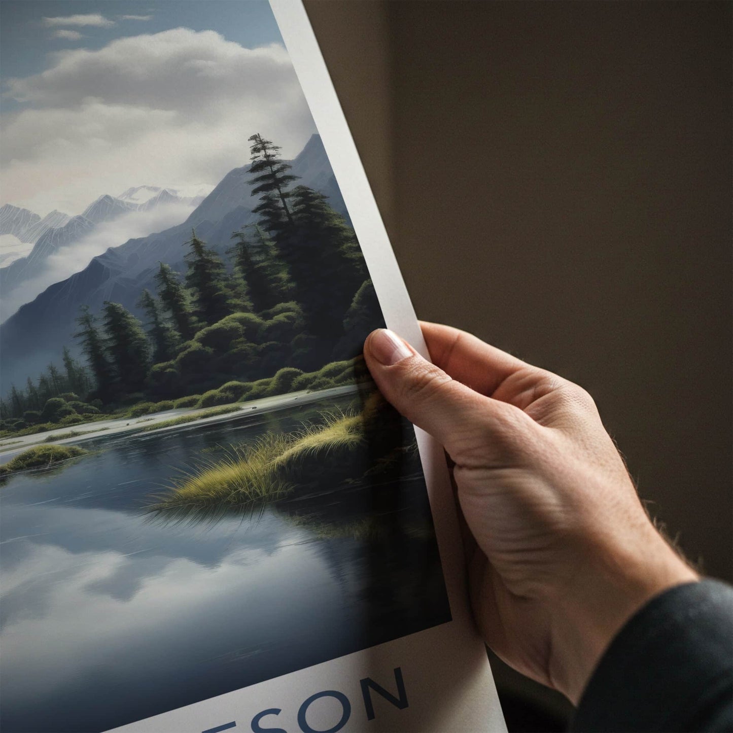 Lake Matheson Poster - New Zealand Travel Art - Snow Peak Reflections Home Decor