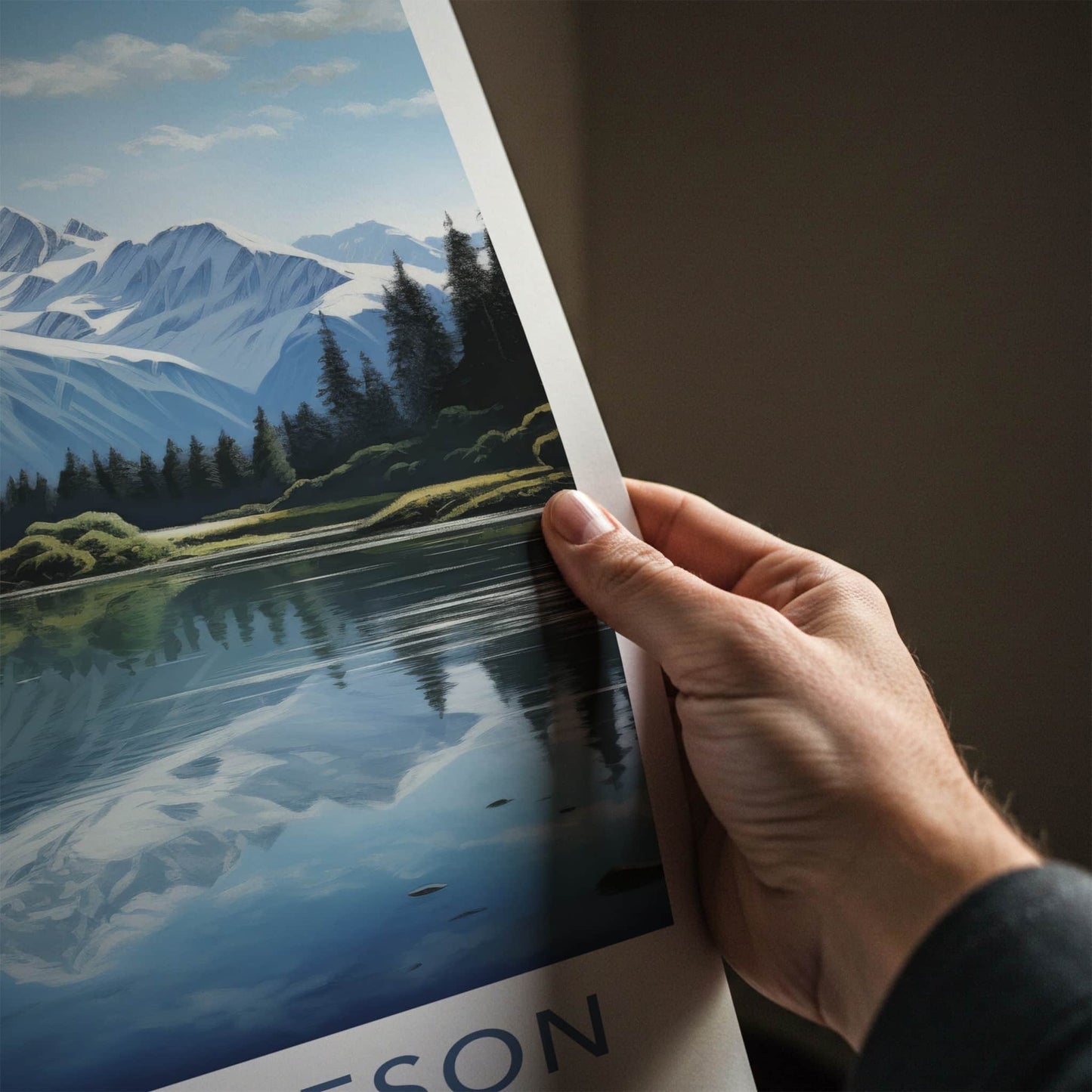 Lake Matheson Poster - New Zealand Travel Art - Snowy Peak Reflection Home Decor