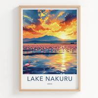 Lake Nakuru Poster - Kenya Wall Art - Vibrant Sunset Flamingos Home Decor
