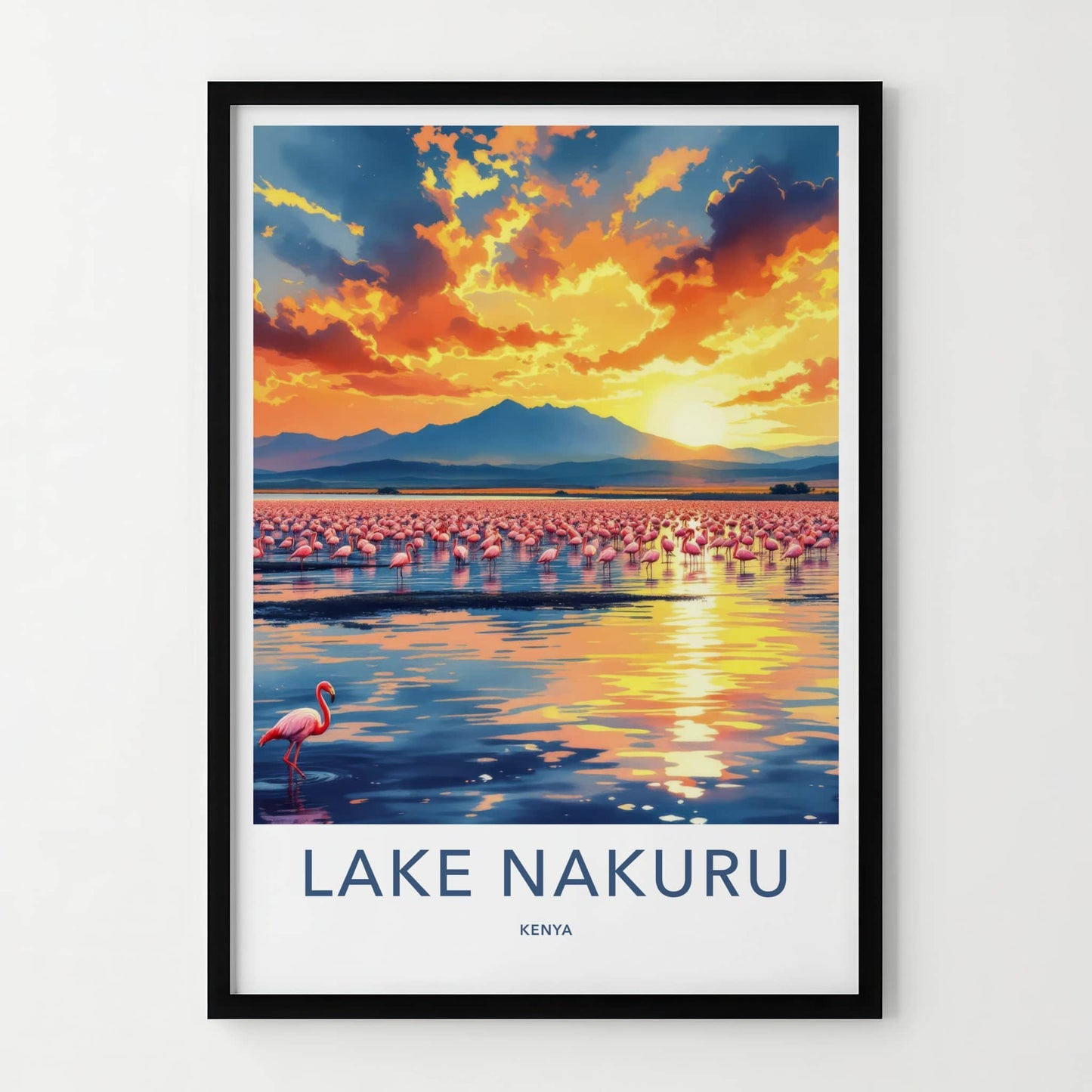 Lake Nakuru Poster - Kenya Wall Art - Vibrant Sunset Flamingos Home Decor