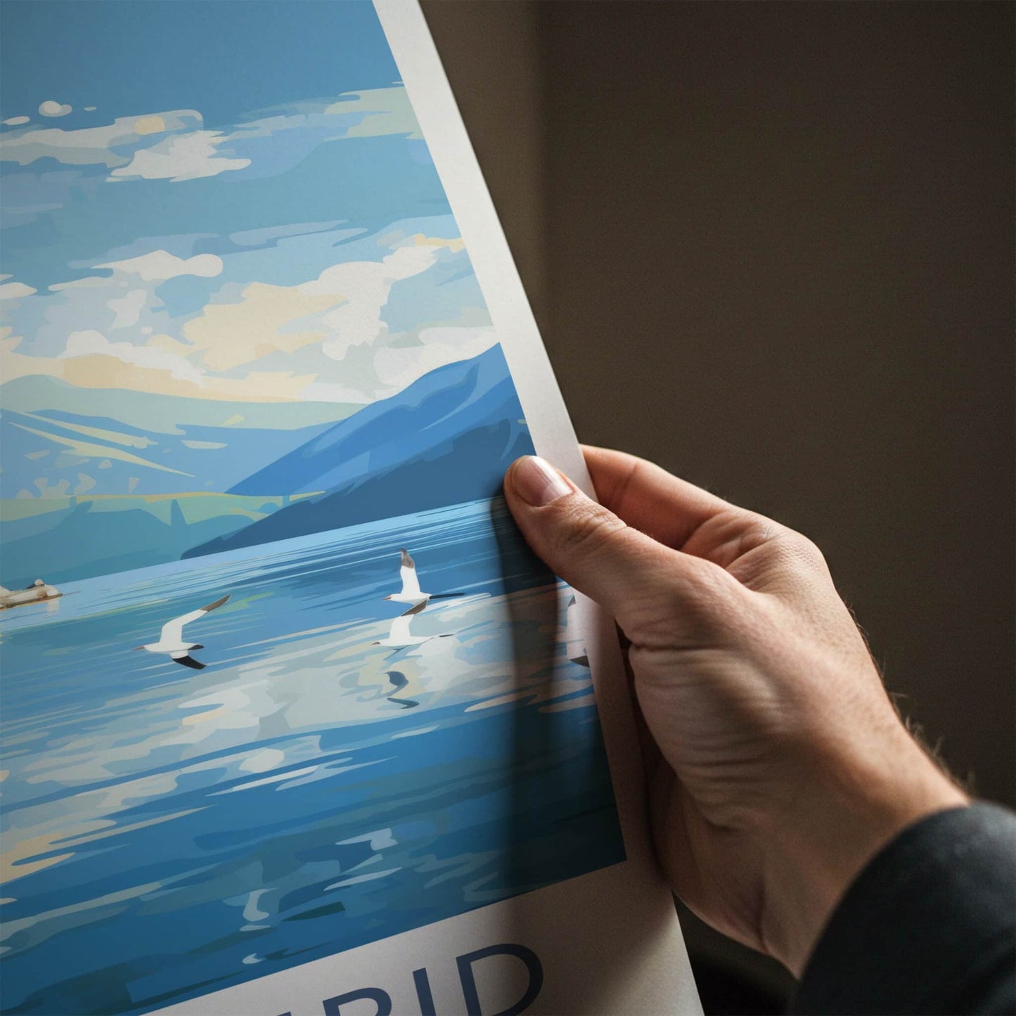 Lake Ohrid Poster - North Macedonia Travel Art - Lakeside Village Mountains Home Decor