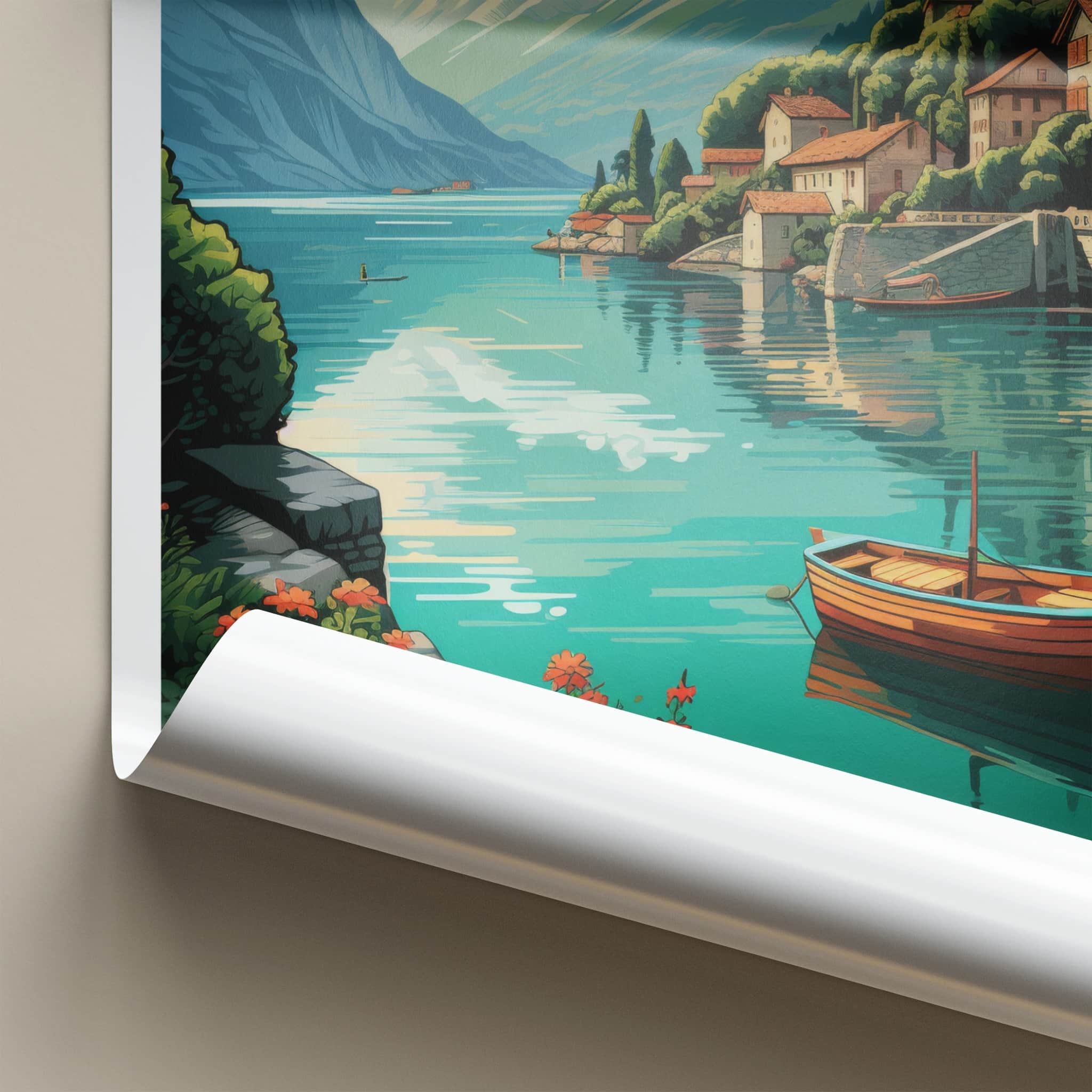 Lake Plav Poster - Montenegro Travel Art - Scenic Lakeside Village Home Decor