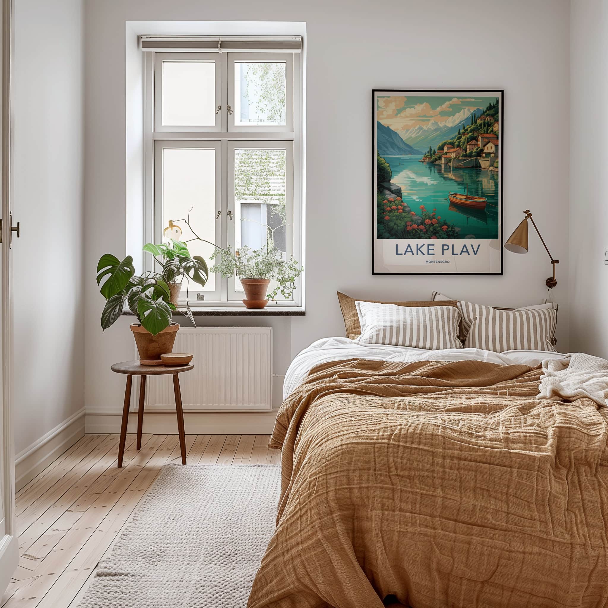 Lake Plav Poster - Montenegro Travel Art - Scenic Lakeside Village Home Decor