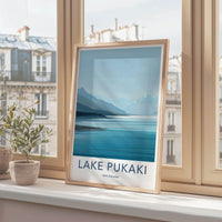 Lake Pukaki Poster - New Zealand Travel Art - Serene Mountain Lake Wall Decor