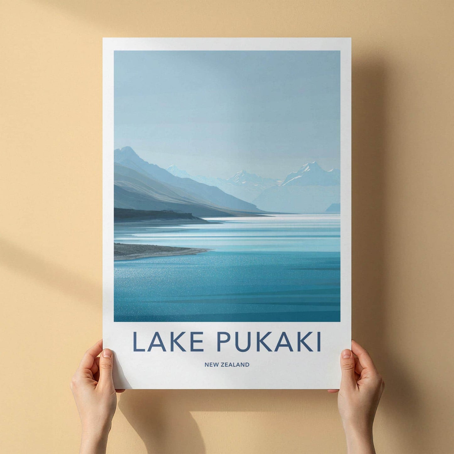 Lake Pukaki Poster - New Zealand Travel Art - Serene Mountain Lake Wall Decor