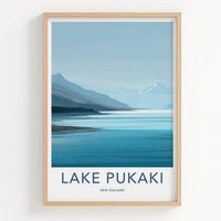 Lake Pukaki Poster - New Zealand Travel Art - Serene Mountain Lake Wall Decor