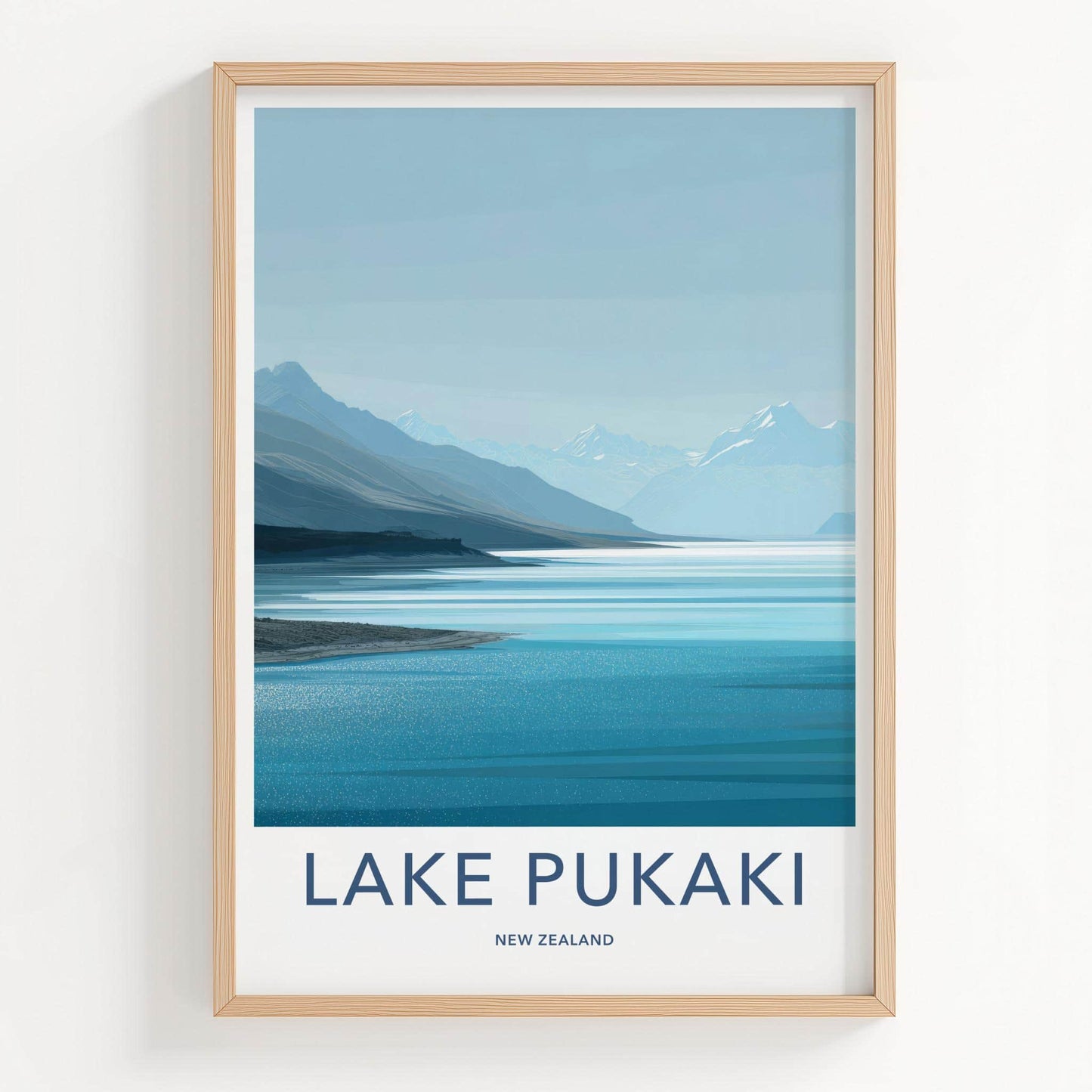 Lake Pukaki Poster - New Zealand Travel Art - Serene Mountain Lake Wall Decor
