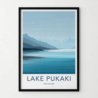 Lake Pukaki Poster - New Zealand Travel Art - Serene Mountain Lake Wall Decor