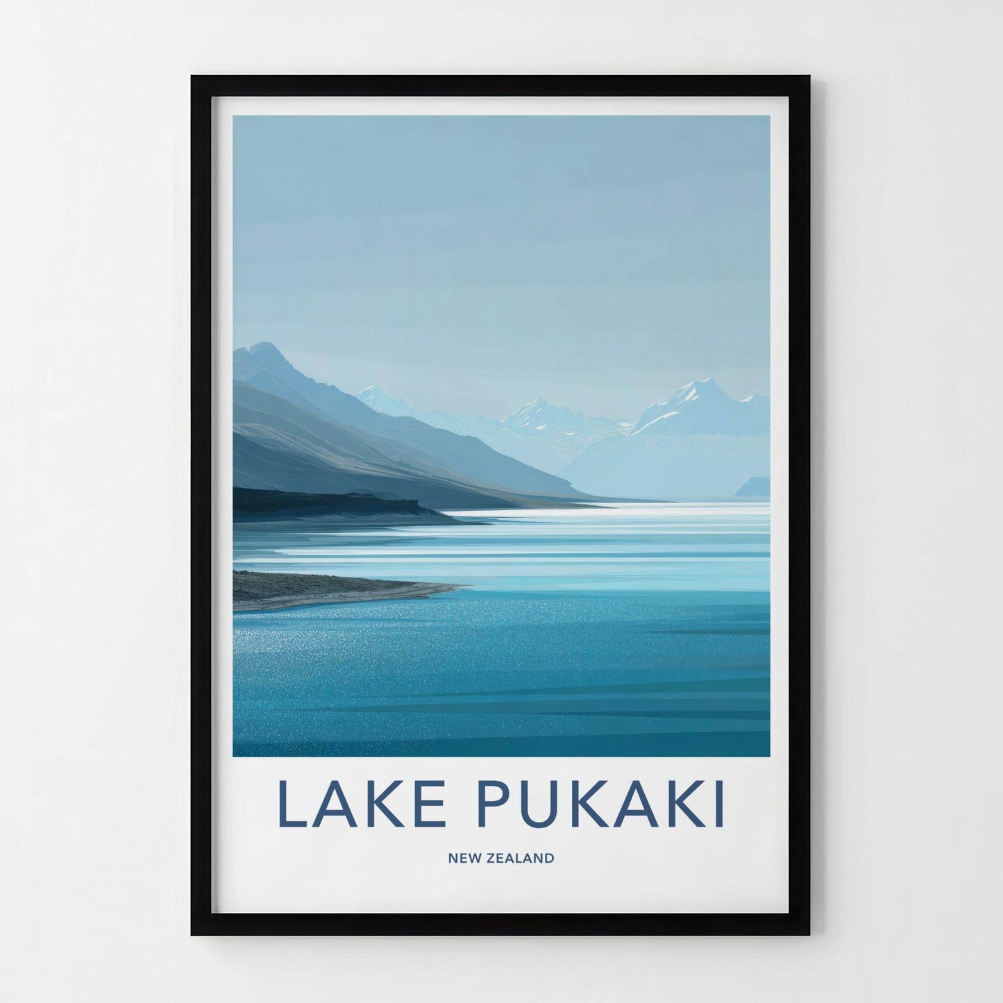 Lake Pukaki Poster - New Zealand Travel Art - Serene Mountain Lake Wall Decor