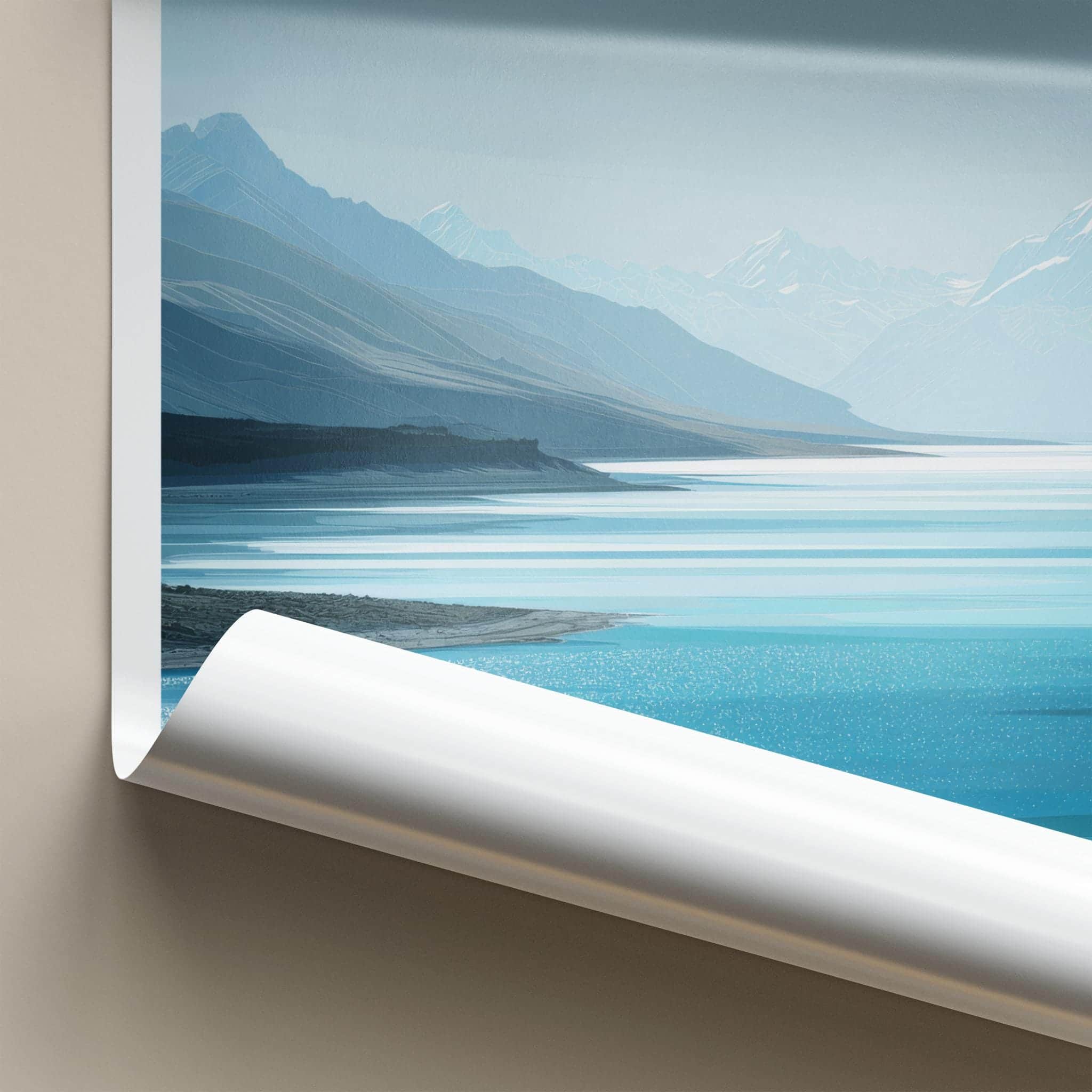 Lake Pukaki Poster - New Zealand Travel Art - Serene Mountain Lake Wall Decor