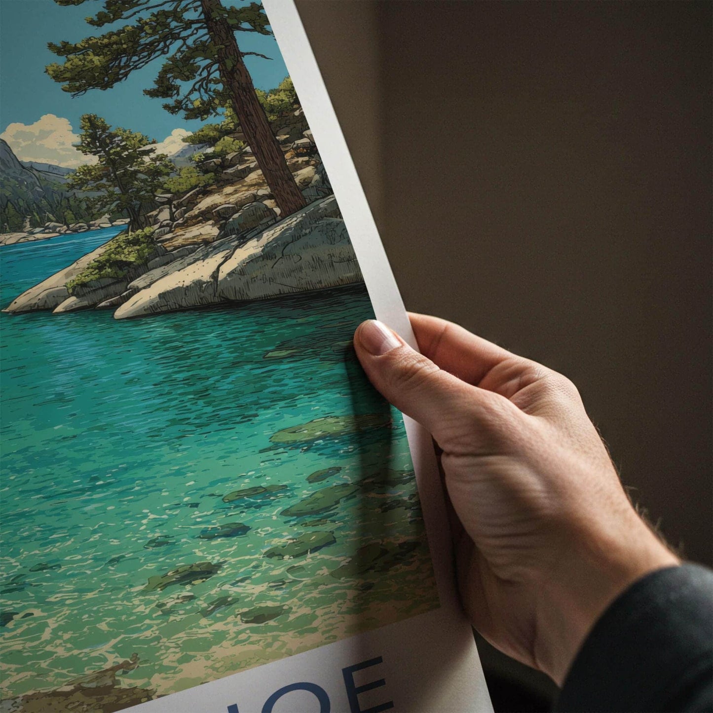 Lake Tahoe Poster - California Framed Print - Turquoise Water Boat Lounge Decor
